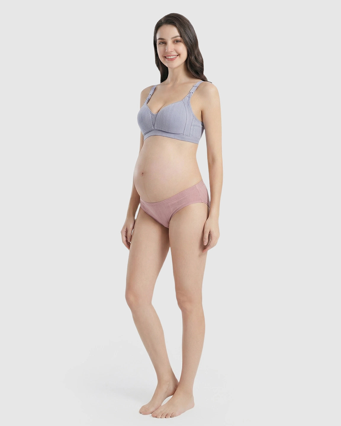 Front-Open Ribbed V-Neck Nursing Bra