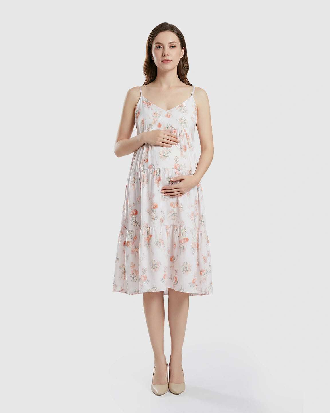 Sleeveless Floral Print Maternity Nightgown
