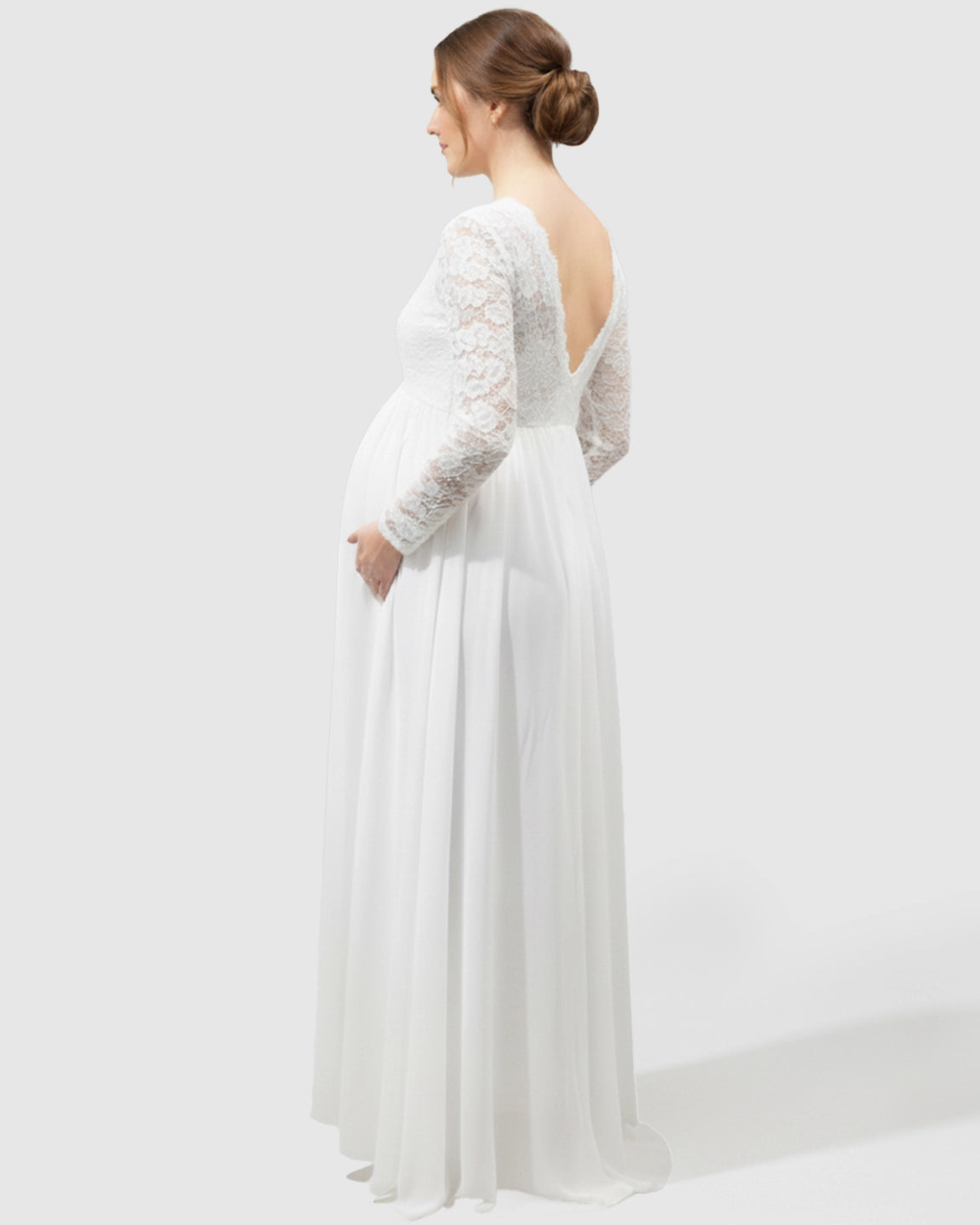 Open-Back Flowing Maternity Bridal Gown