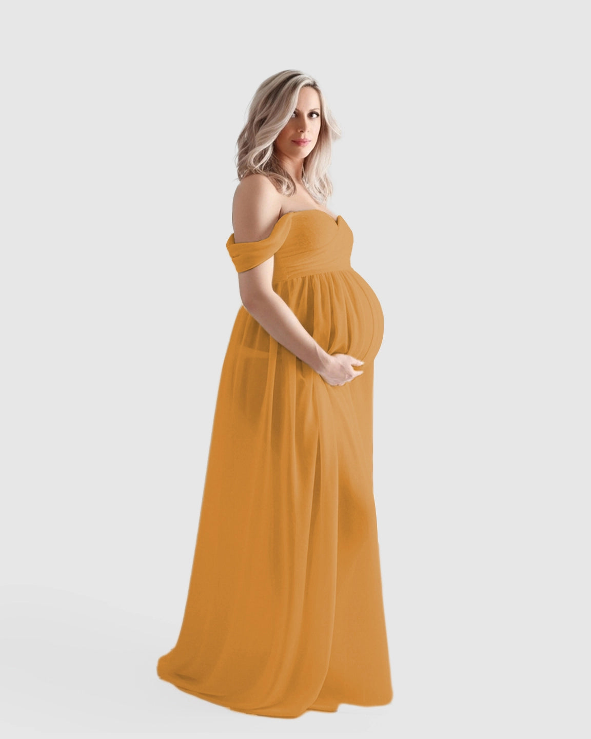 Off-Shoulder Flowing Maternity Photoshoot Gown