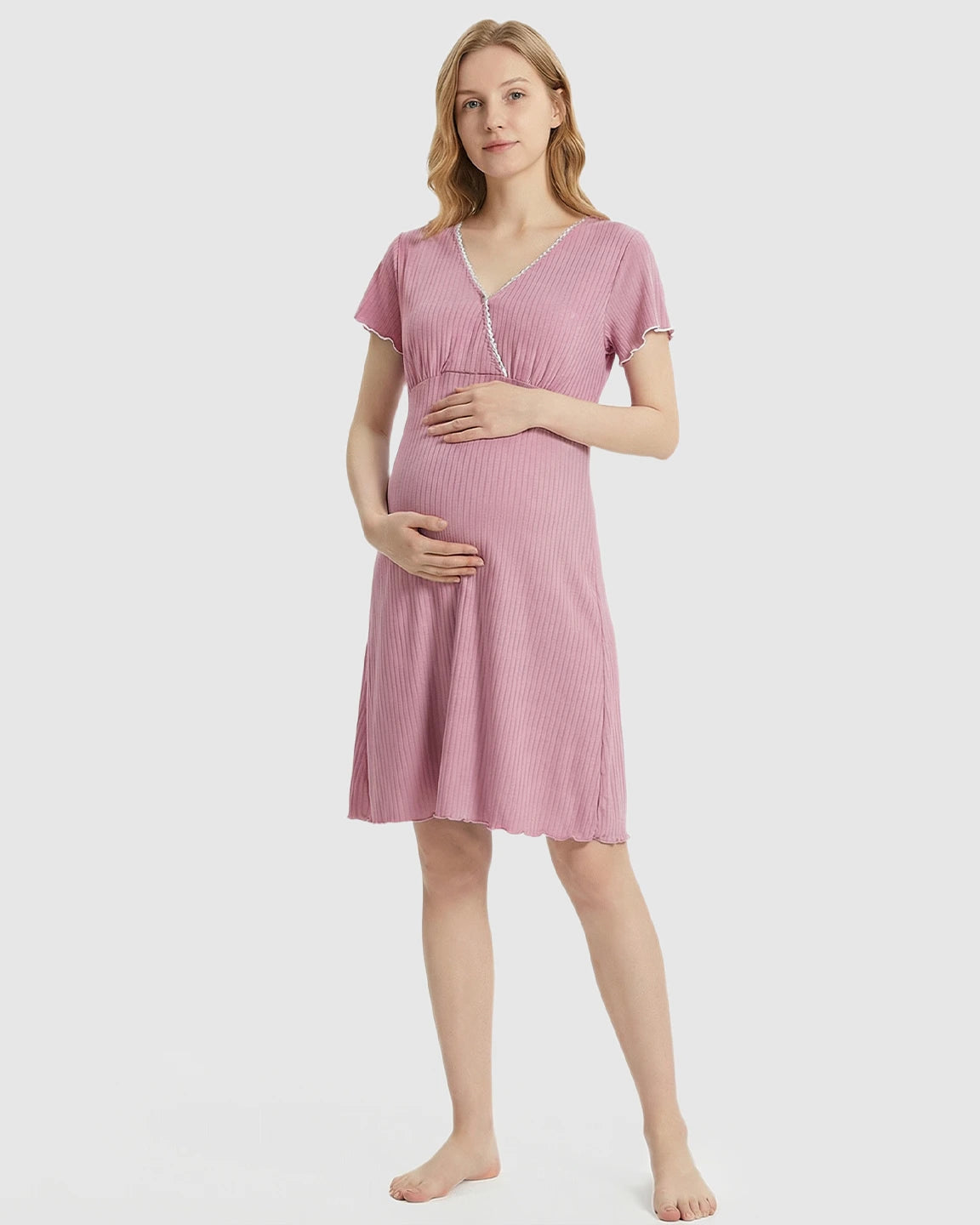 Hidden Nursing Access K-Fashion Maternity Lounge Dress