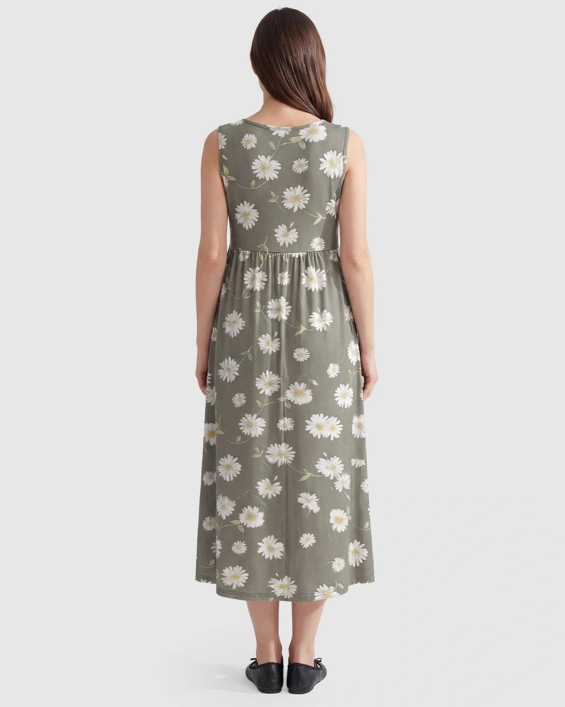 Floral Print A-line Maternity Midi Dress