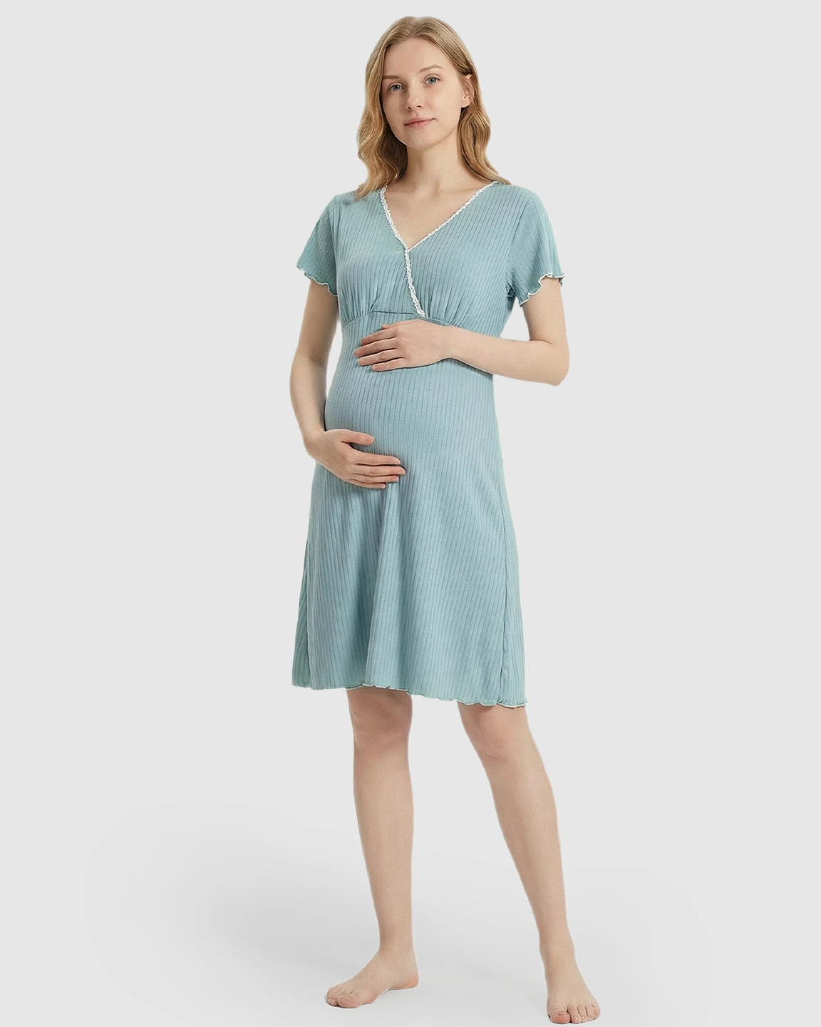 Hidden Nursing Access K-Fashion Maternity Lounge Dress