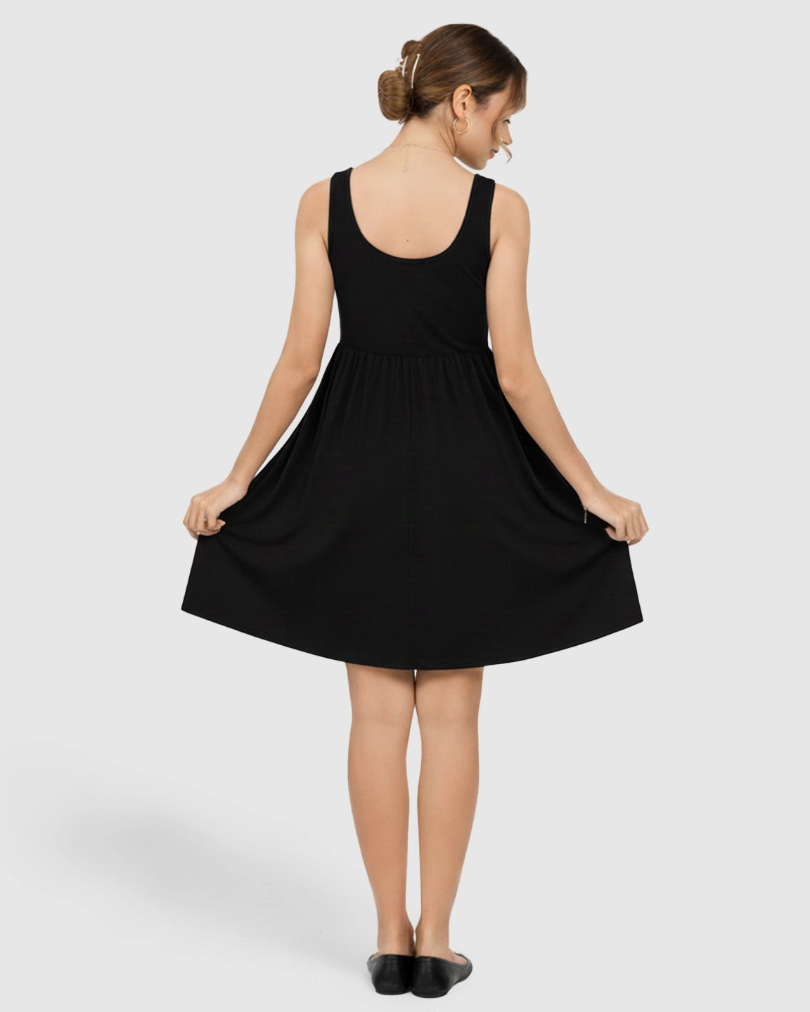 Button-Front Versatile Maternity Short Dress