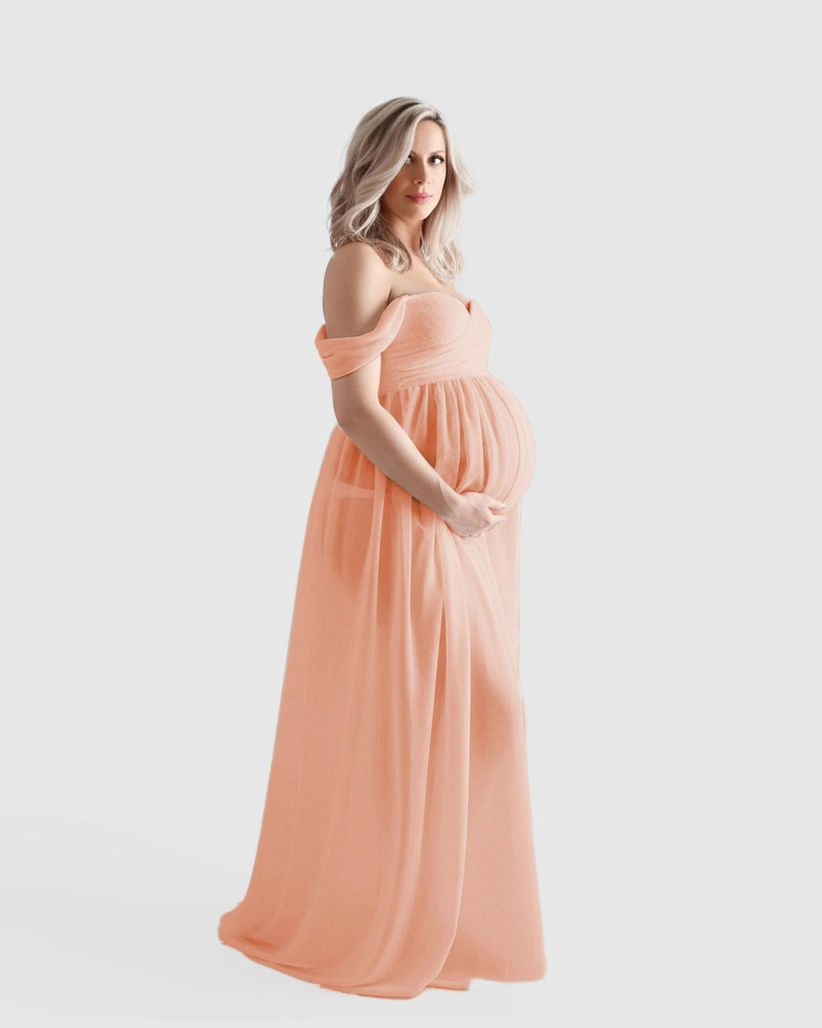 Off-Shoulder Flowing Maternity Photoshoot Gown