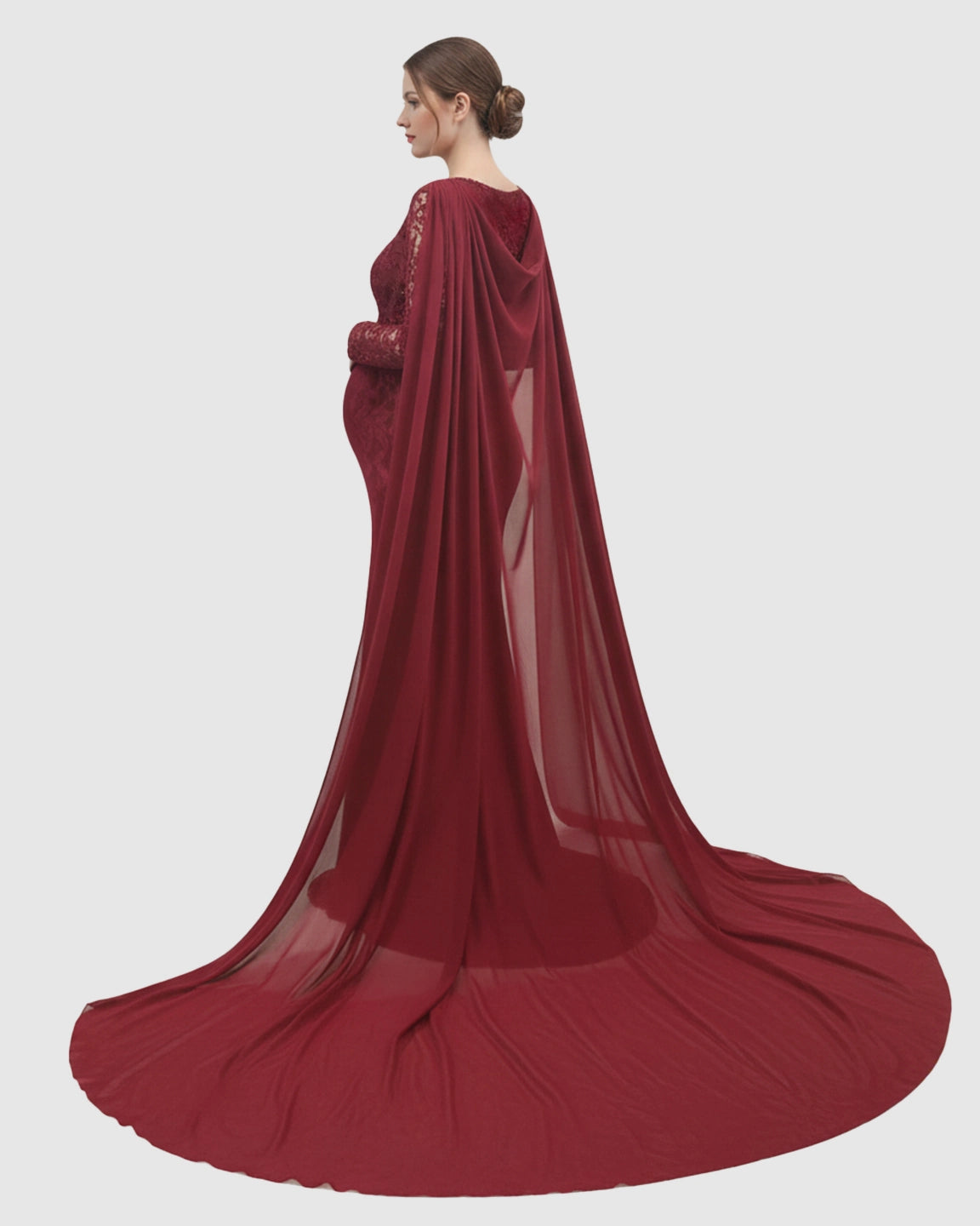 Lace Cape Trailing Maternity Photography Gown