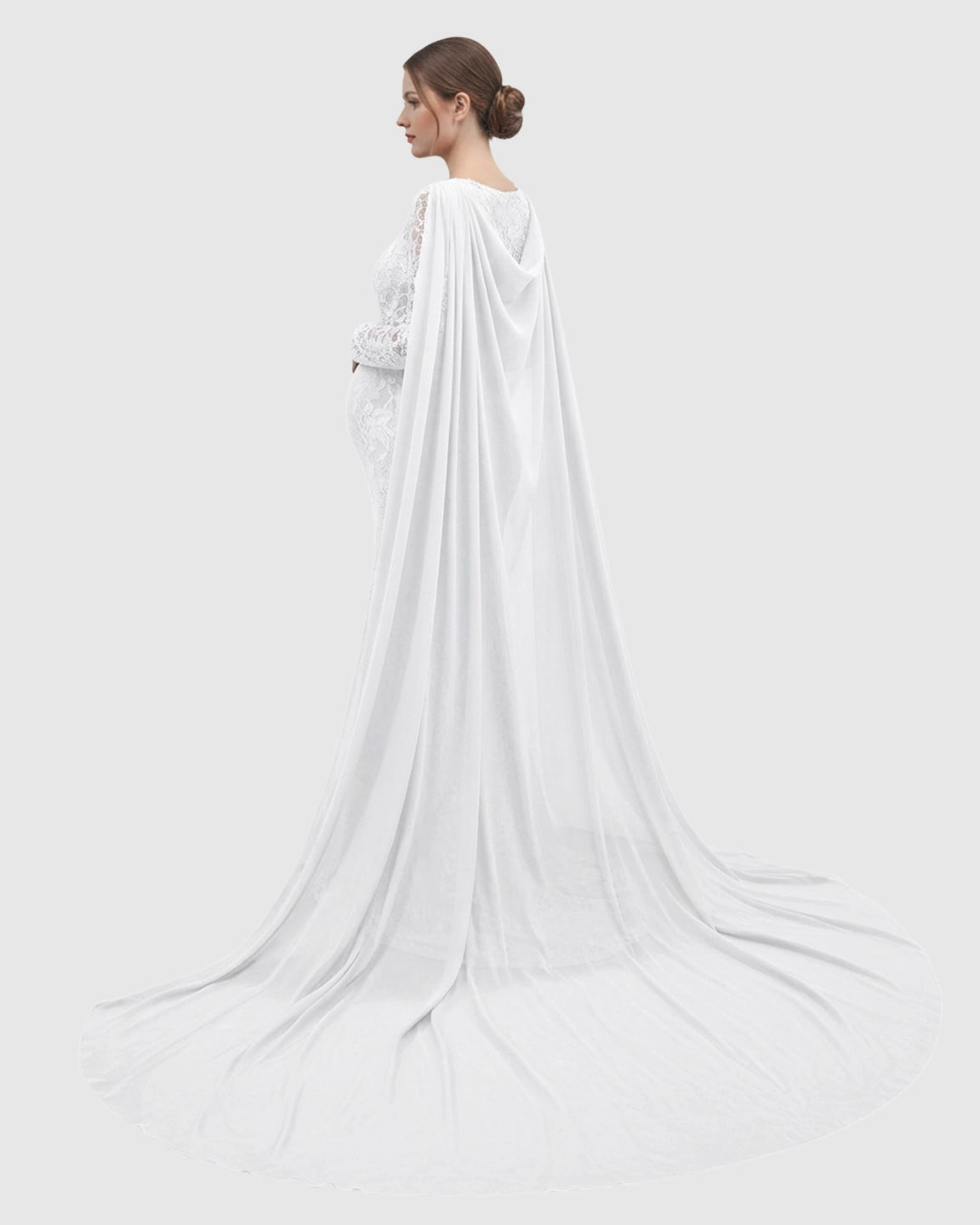 Lace Cape Trailing Maternity Photography Gown