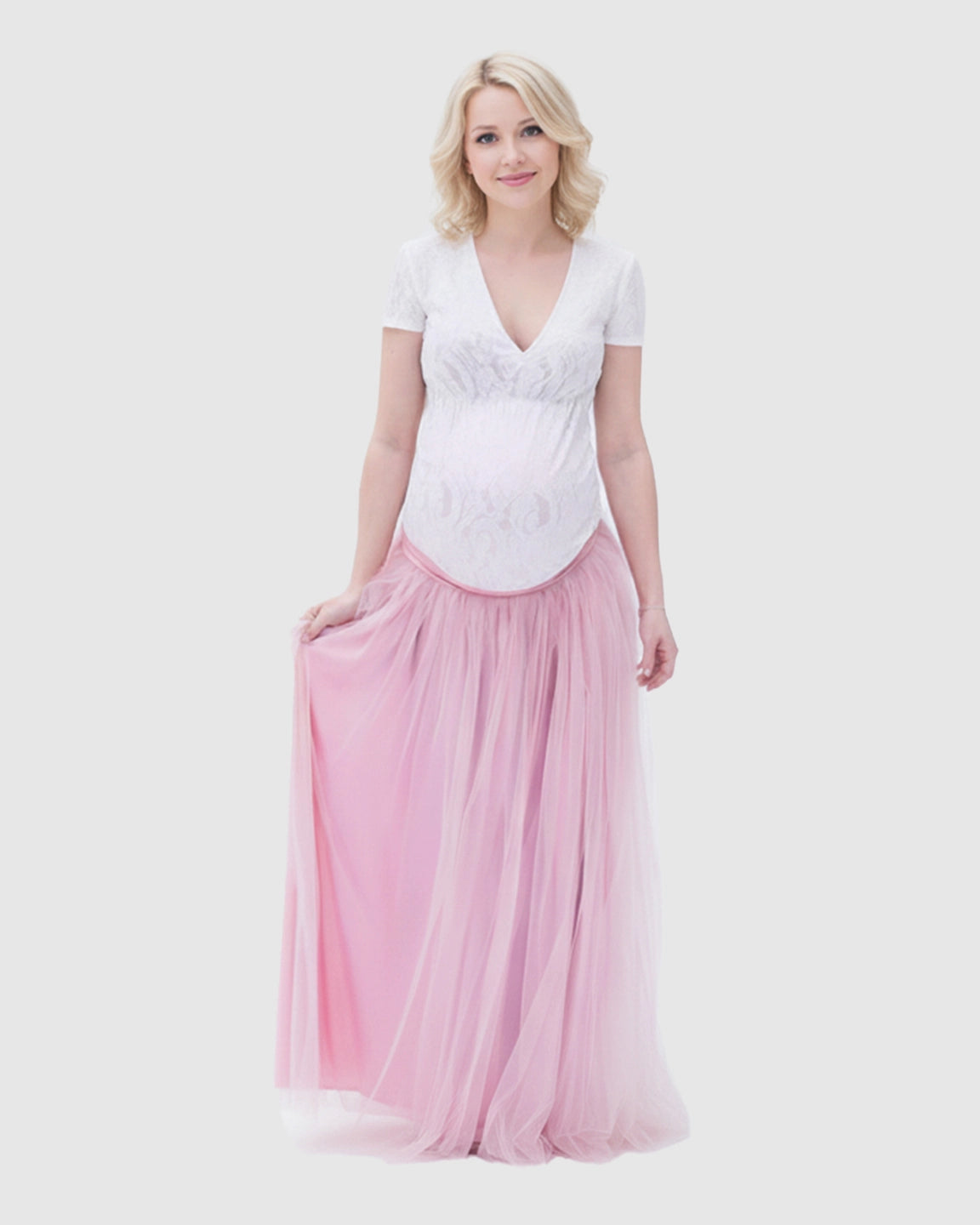 Two-Piece Lace & Tulle Maternity Gown