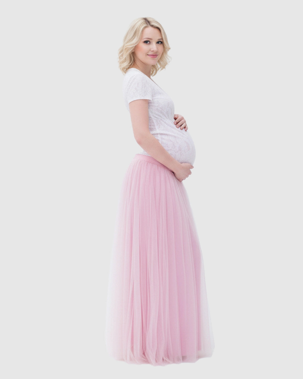Two-Piece Lace & Tulle Maternity Gown