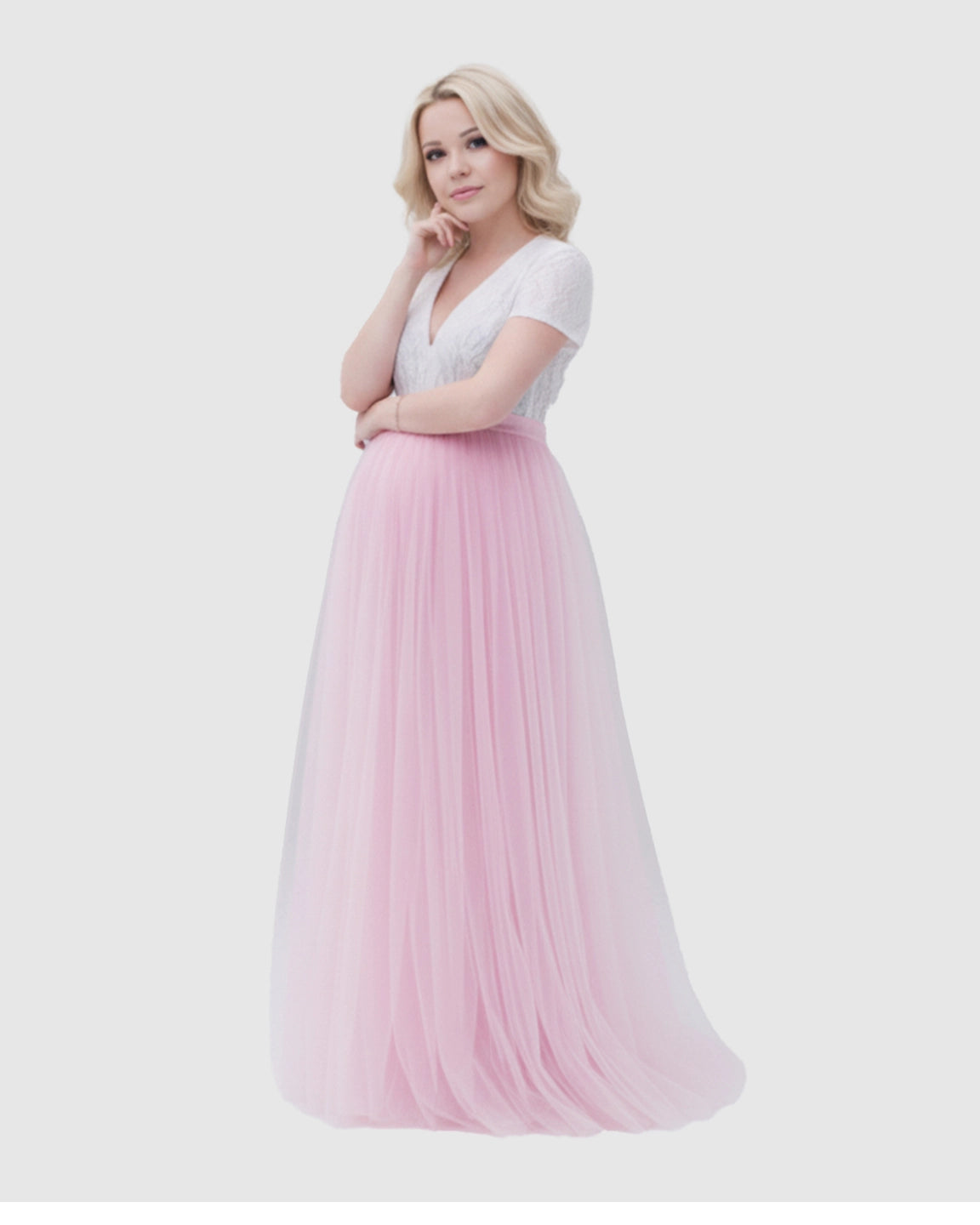 Two-Piece Lace & Tulle Maternity Gown