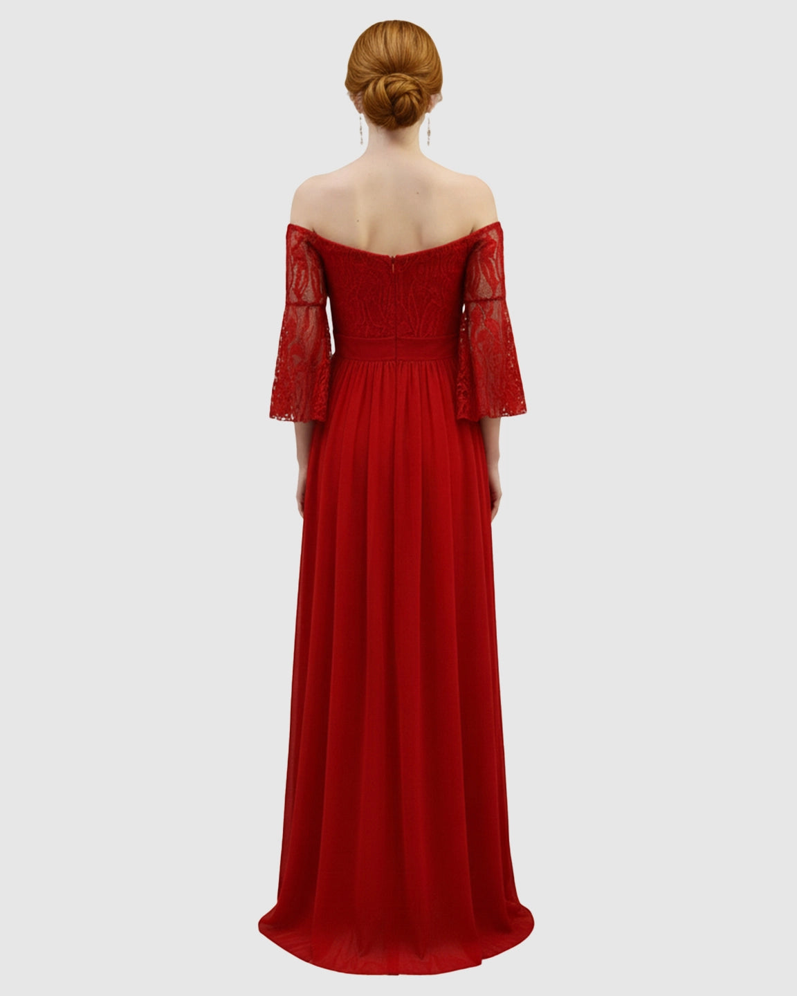 Off-Shoulder Lace Bodice Maternity Photoshoot Dress