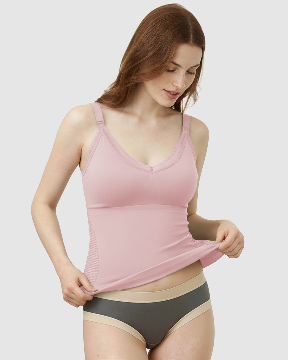 Seamless Lace-Trim V-Neck Nursing Cami