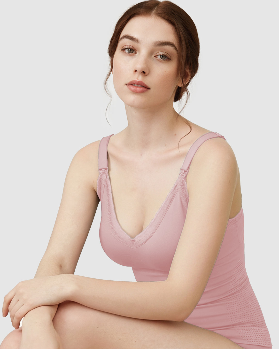 Seamless Lace-Trim V-Neck Nursing Cami