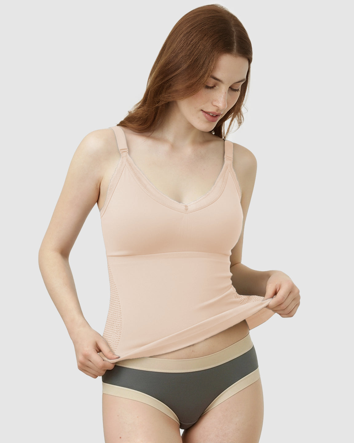 Seamless Lace-Trim V-Neck Nursing Cami