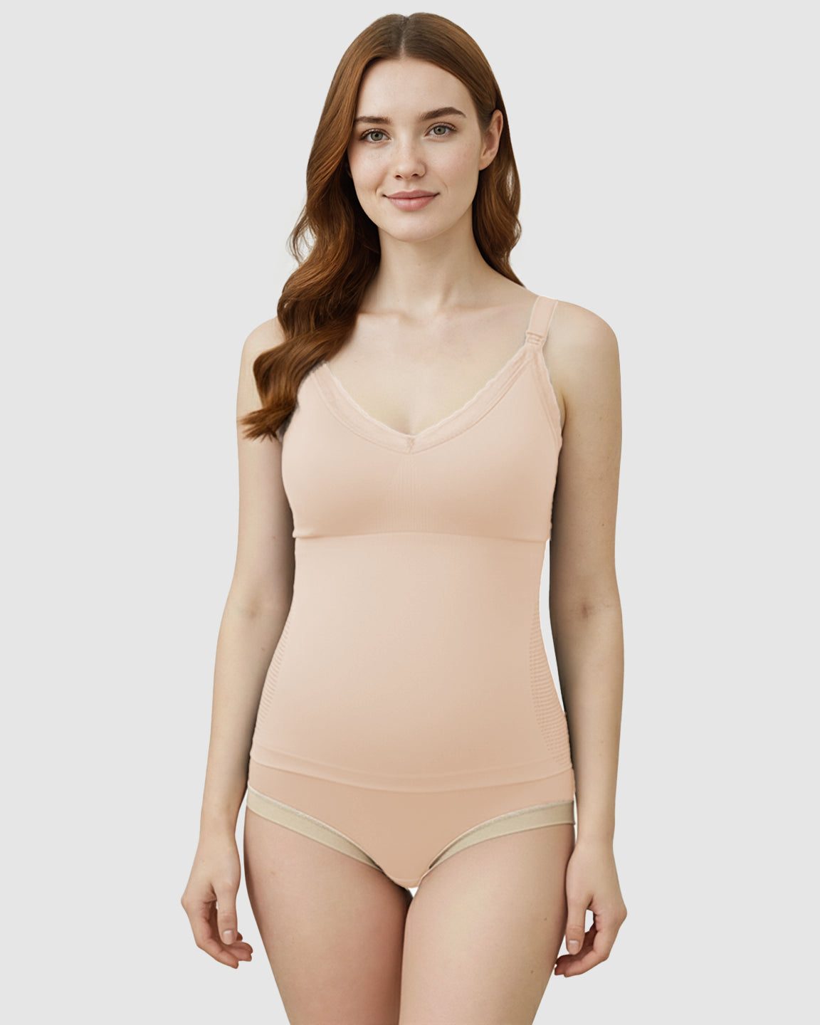 Seamless Lace-Trim V-Neck Nursing Cami