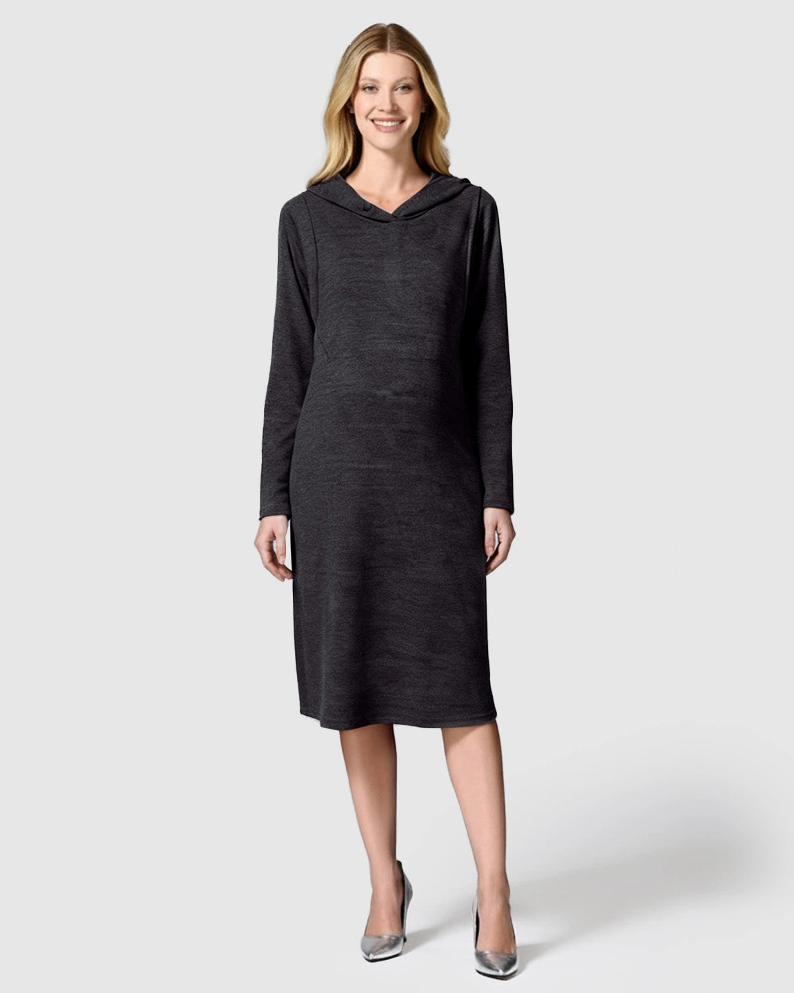 Hooded Side-Access Nursing & Maternity Midi Dress