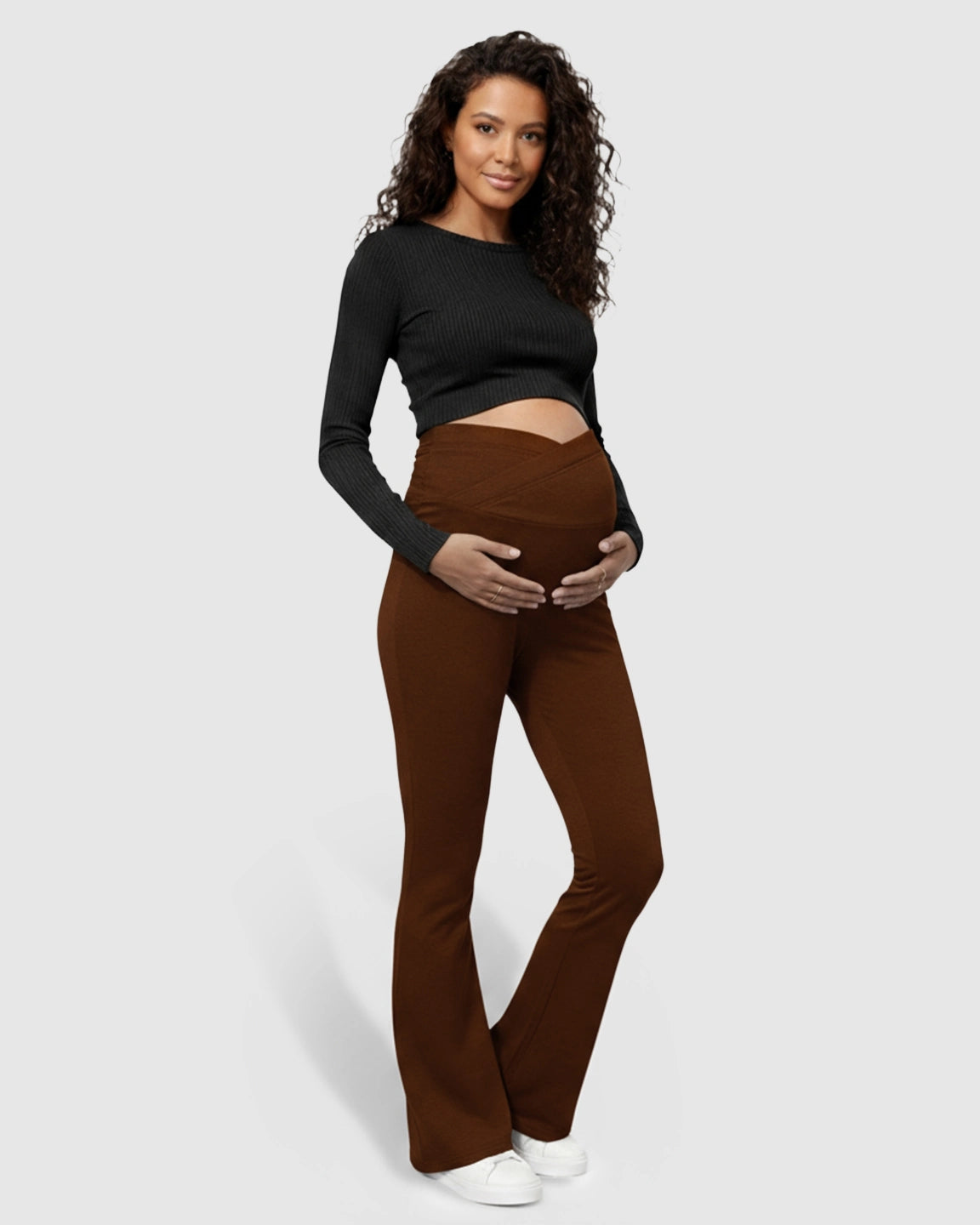 Crossed Waistband Flared Maternity Pants