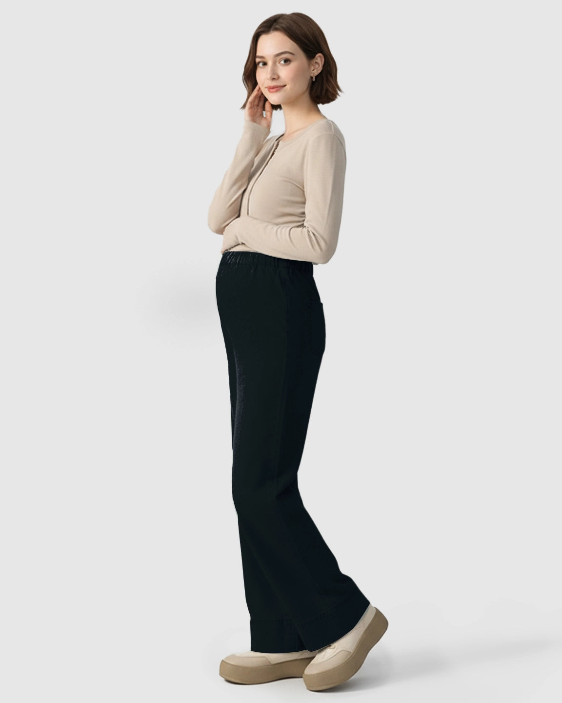 Adjustable Waist Wide-Leg Maternity Denim Pants