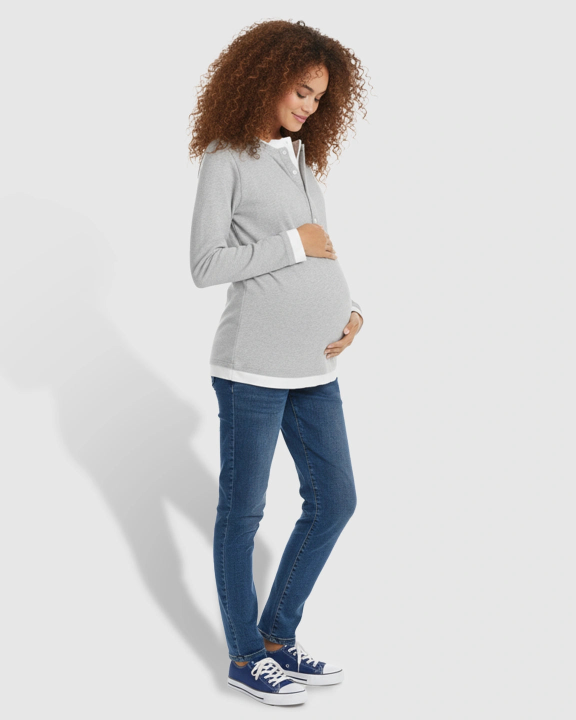 Button-Front Henley Maternity Top
