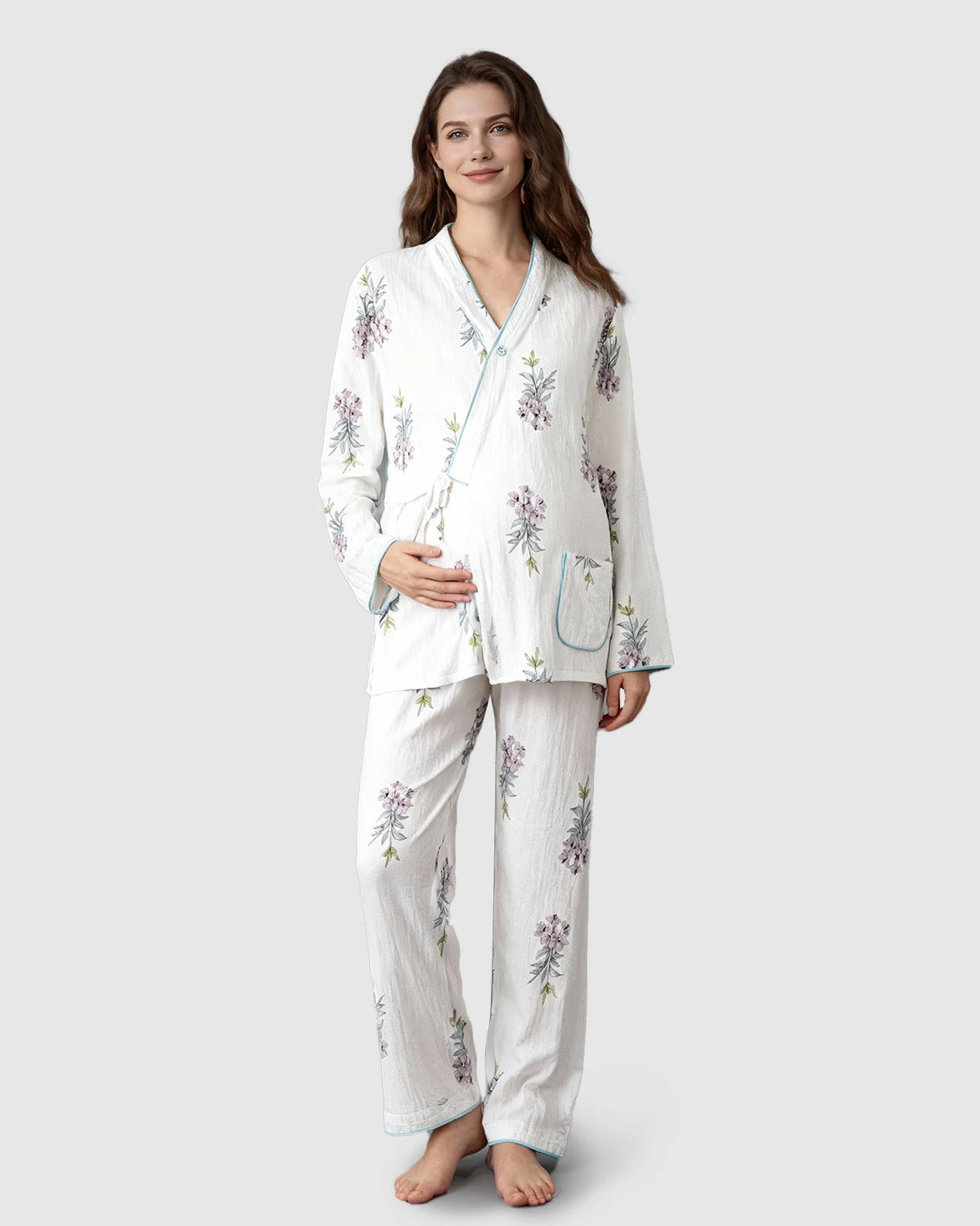 Cotton-Muslin Japanese-Style Maternity Sleepwear Set