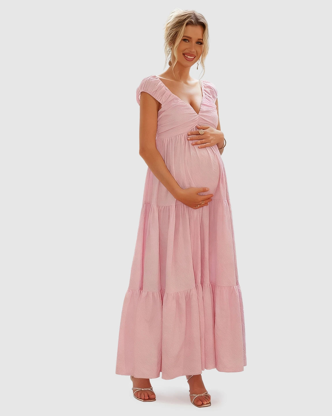Chiffon Tiered Maternity Maxi Dress