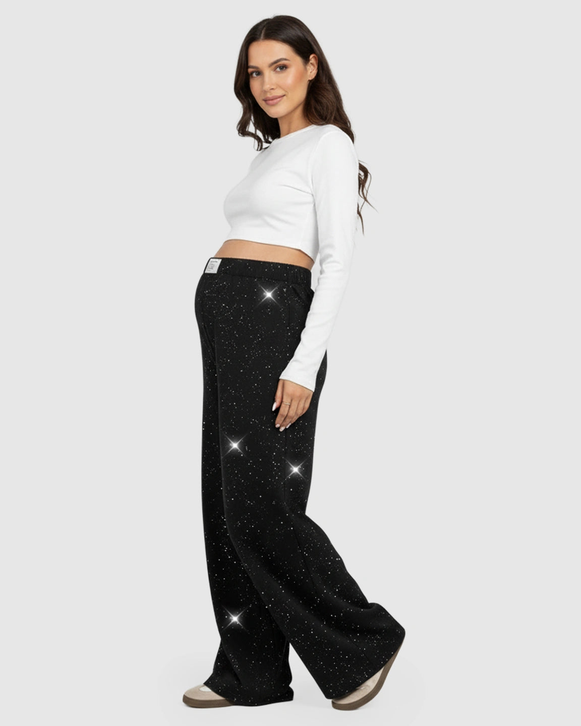 Starry Print Wide-Leg Maternity Pants
