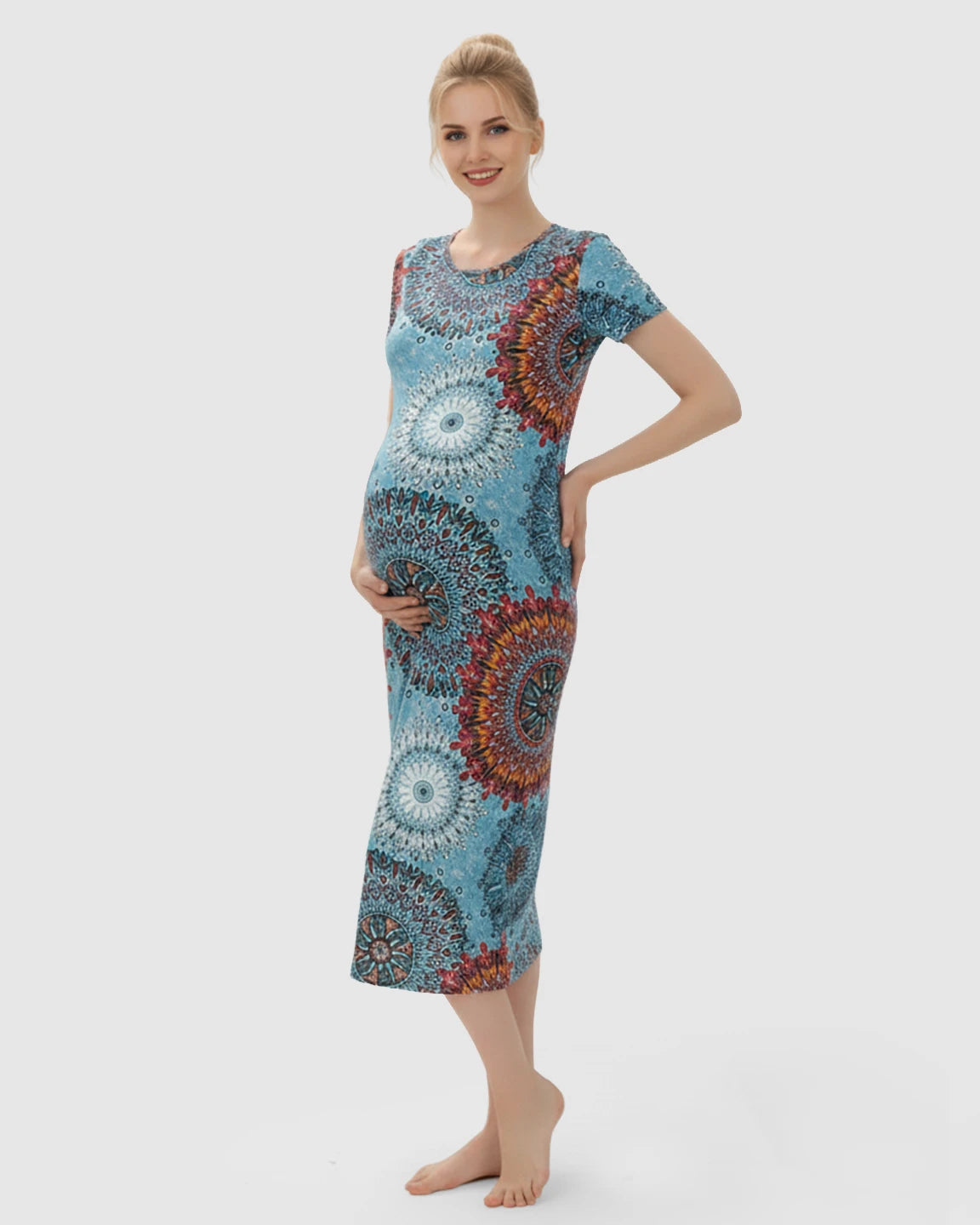 Relaxed-Fit Printed Maternity Midi Dress