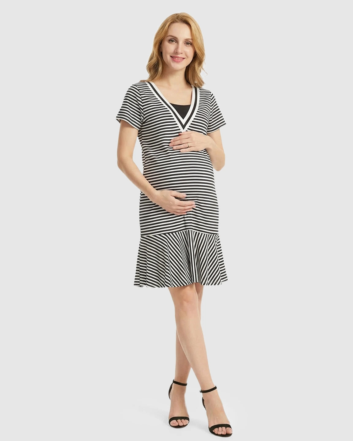 Easy Nursing Access Classic Stripes Maternity & Nursing Dress