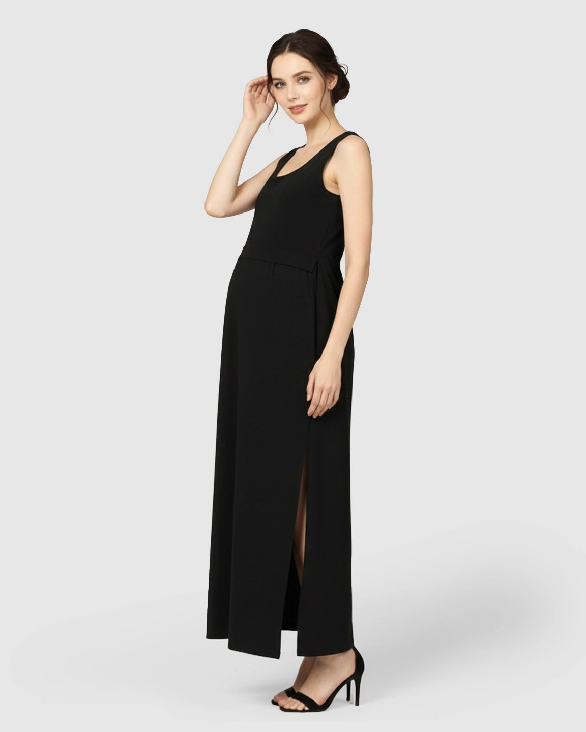 Side-Slit Casual Maternity Maxi Dress
