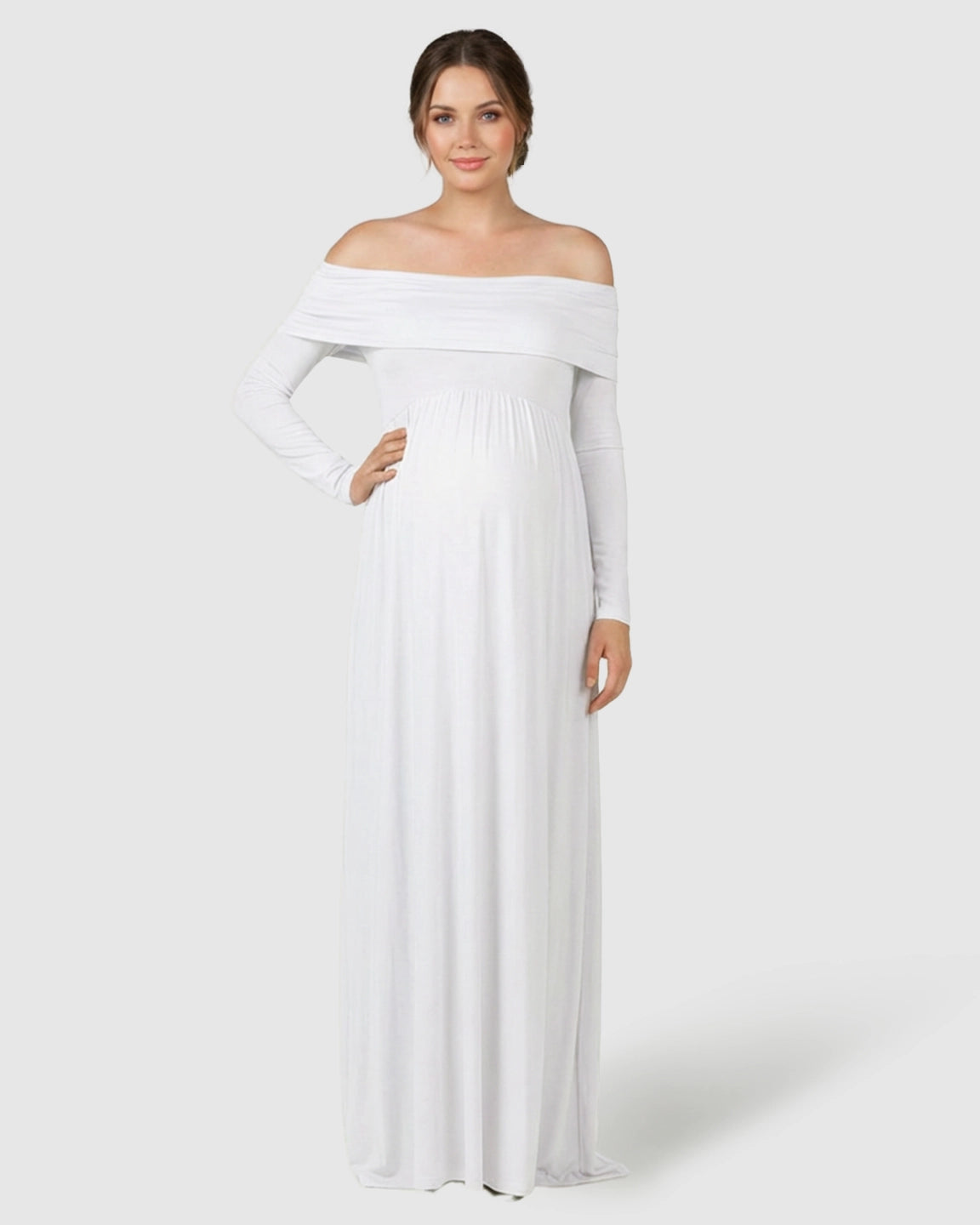 Off-Shoulder Floor-Length Maternity Gown