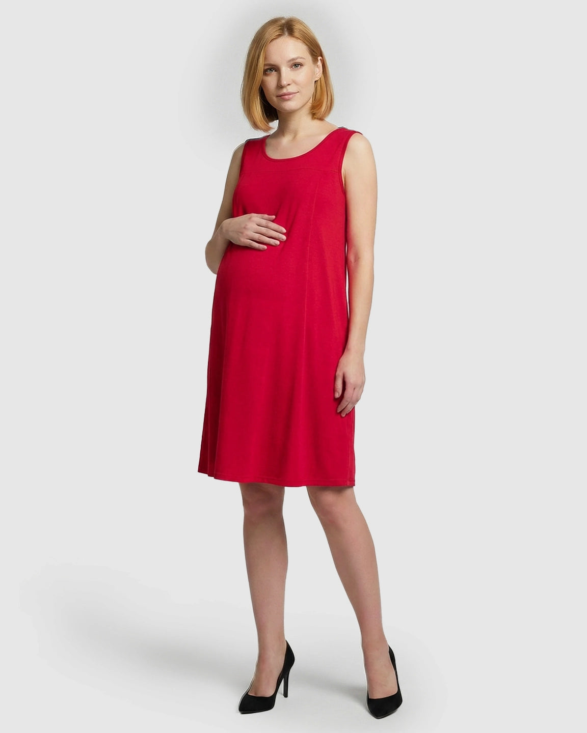 Discreet Nursing Opening Casual Maternity Midi Dress