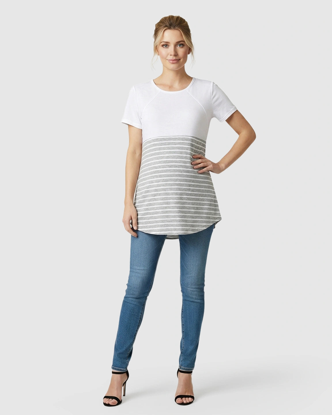 Lift-Up Access Striped Nursing & Maternity Top