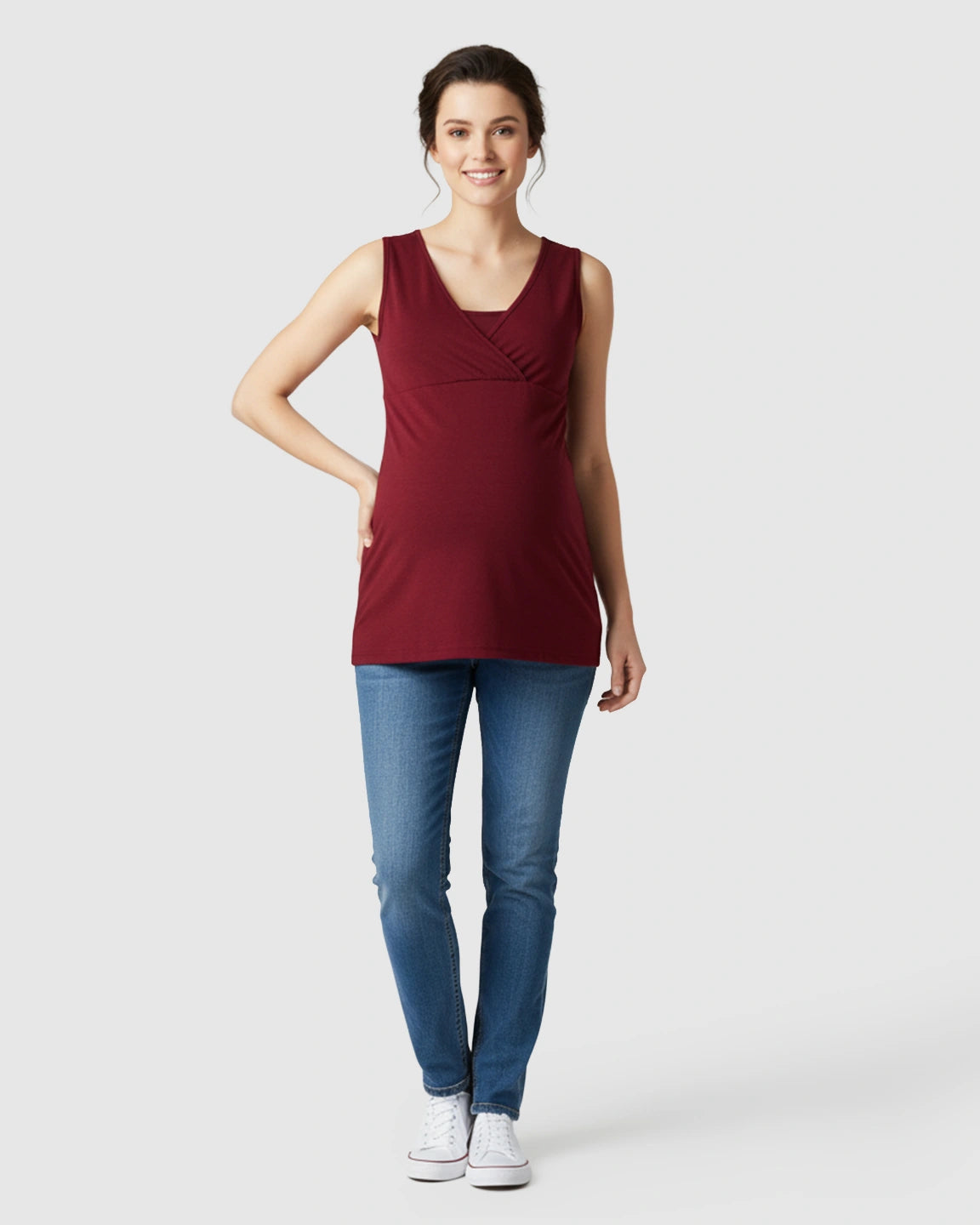 Cross-Front Sleeveless Nursing & Maternity Top