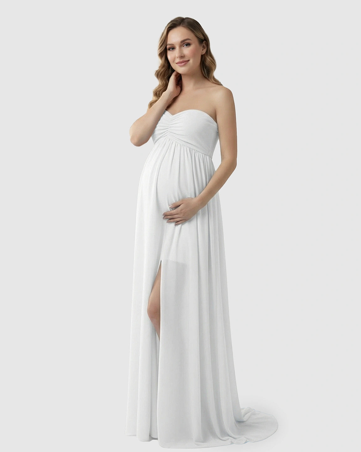 Strapless Chiffon Train Maternity Gown