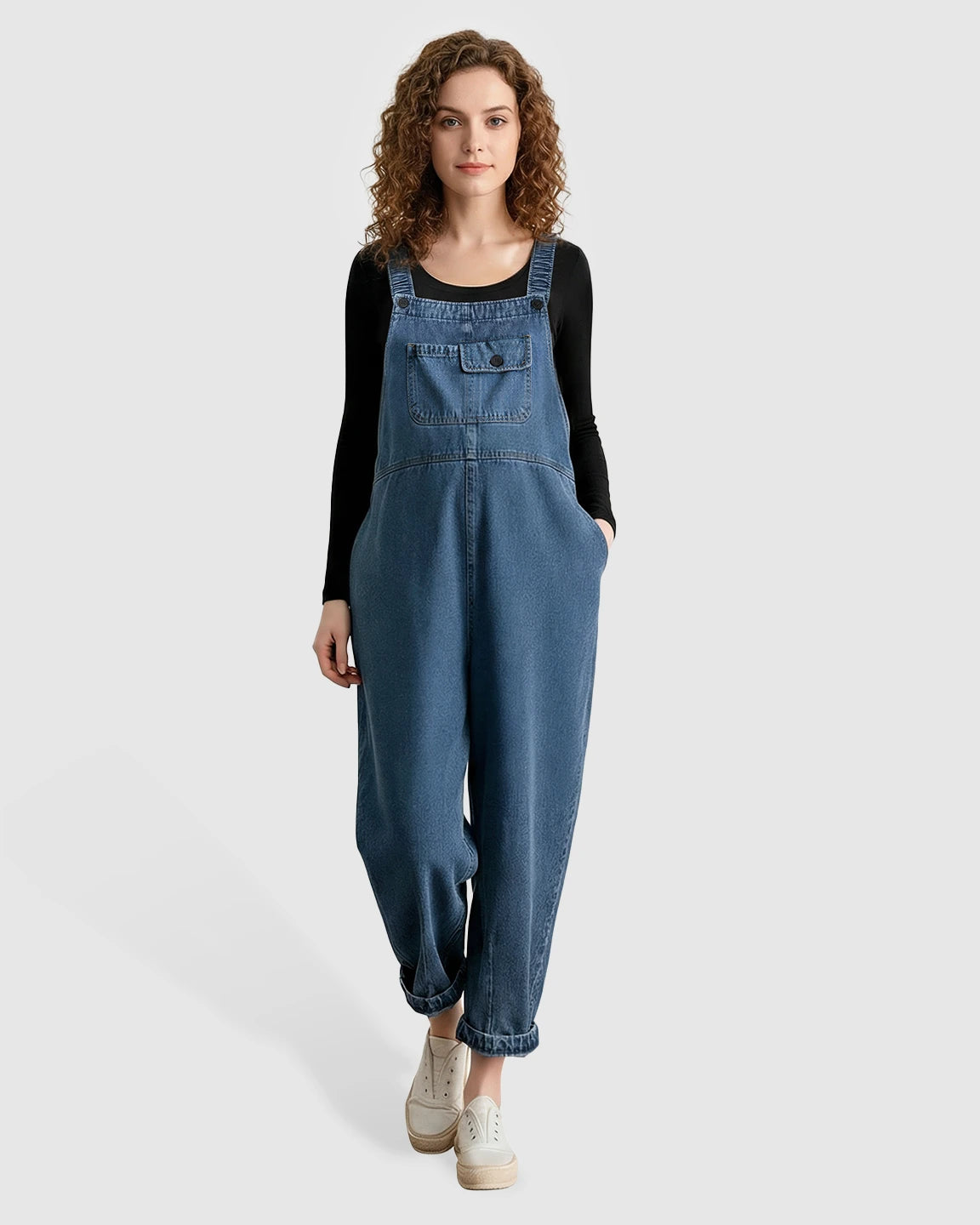 Loose-Fit Denim Maternity Overalls
