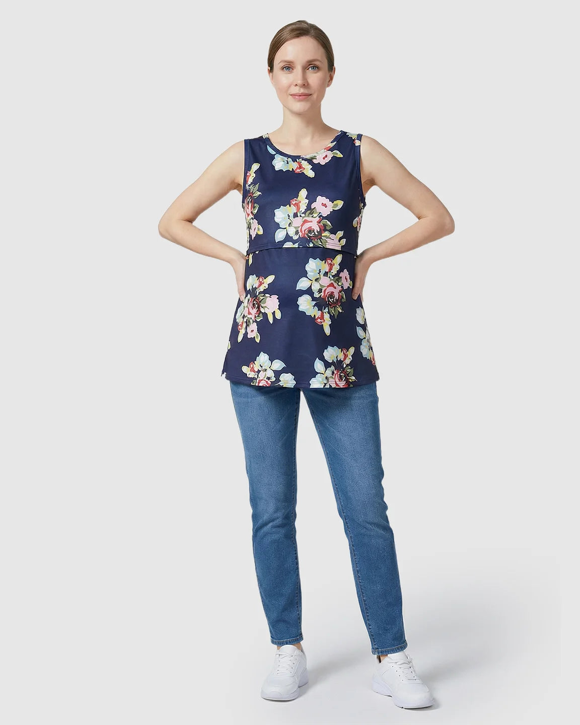 Sleeveless Floral Nursing Maternity Top