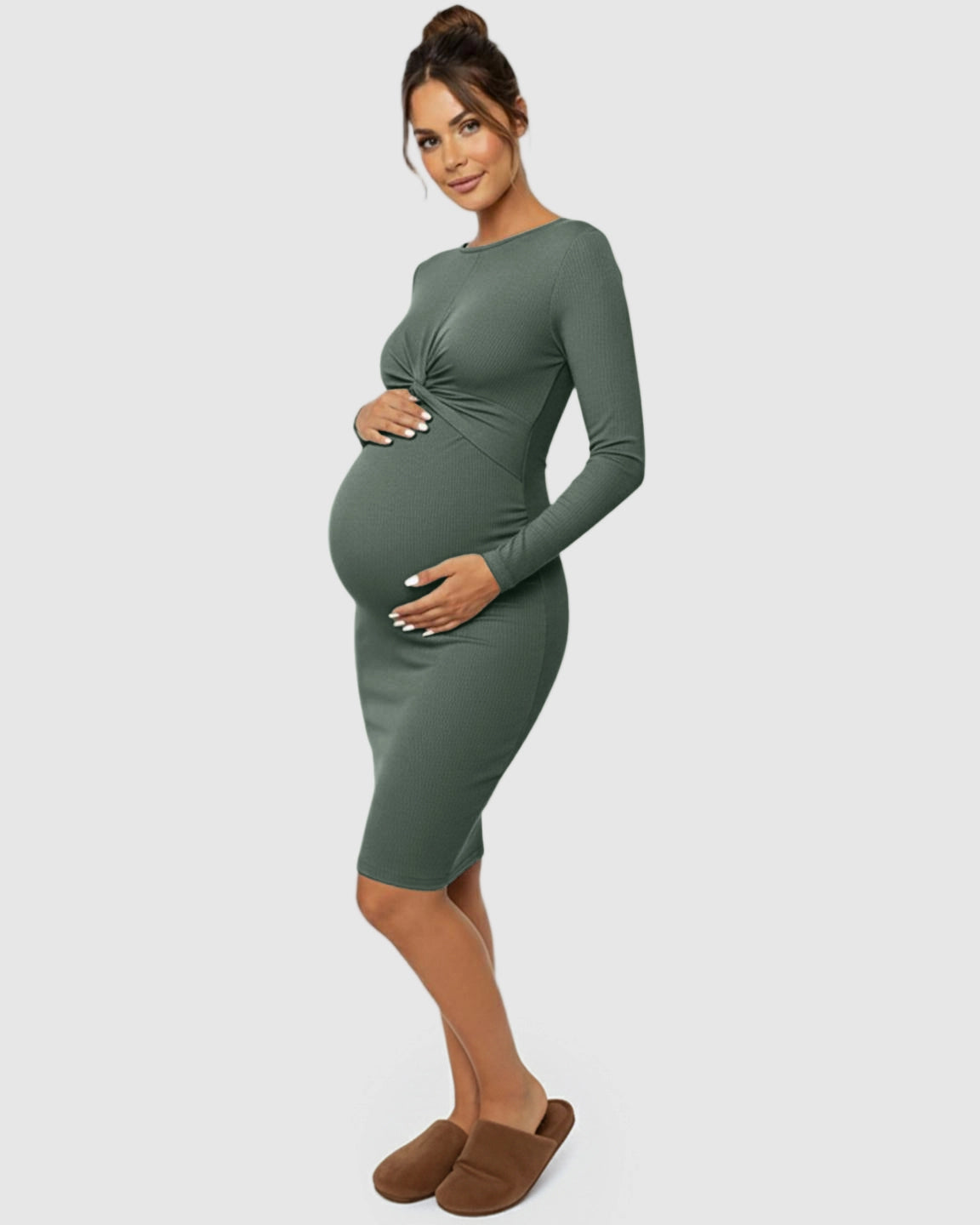 Twist-Front Bodycon Maternity Short Dress