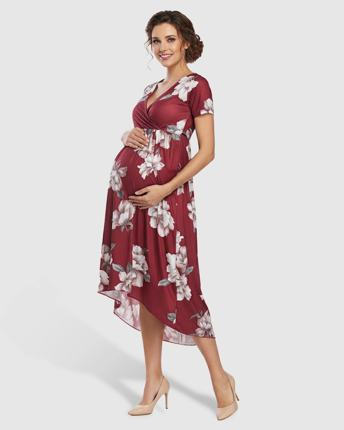 Floral Print Wrap Skirt Maternity Maxi Dress