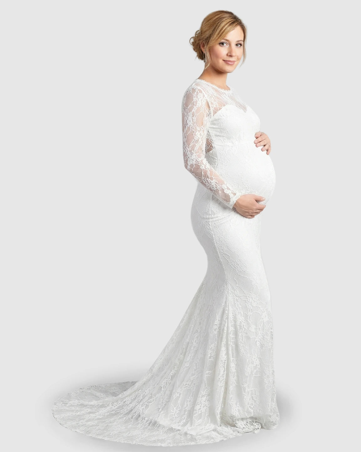 Sheer Lace Trumpet Maternity Photoshoot Gown