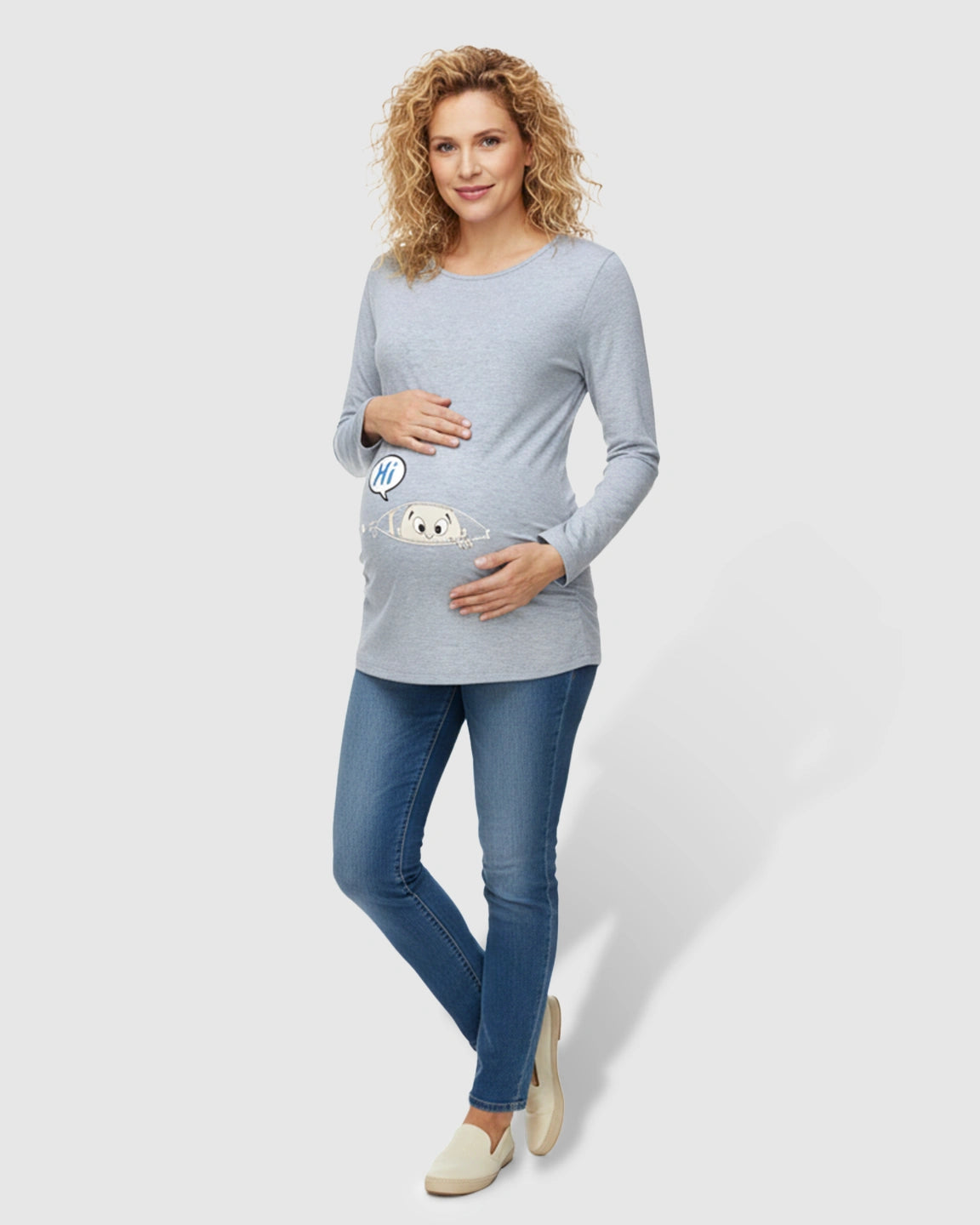 Slim Fit Side Ruched Long Sleeve Maternity Top