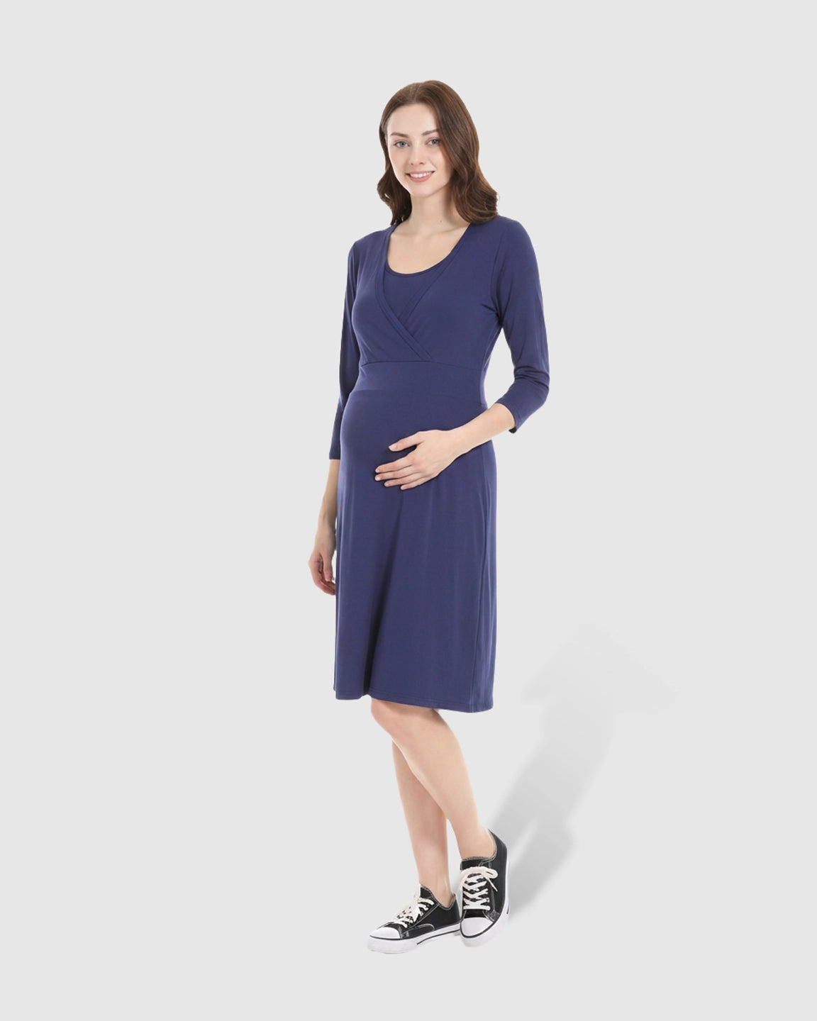 Wrap-Front Nursing Access Everyday Maternity Dress