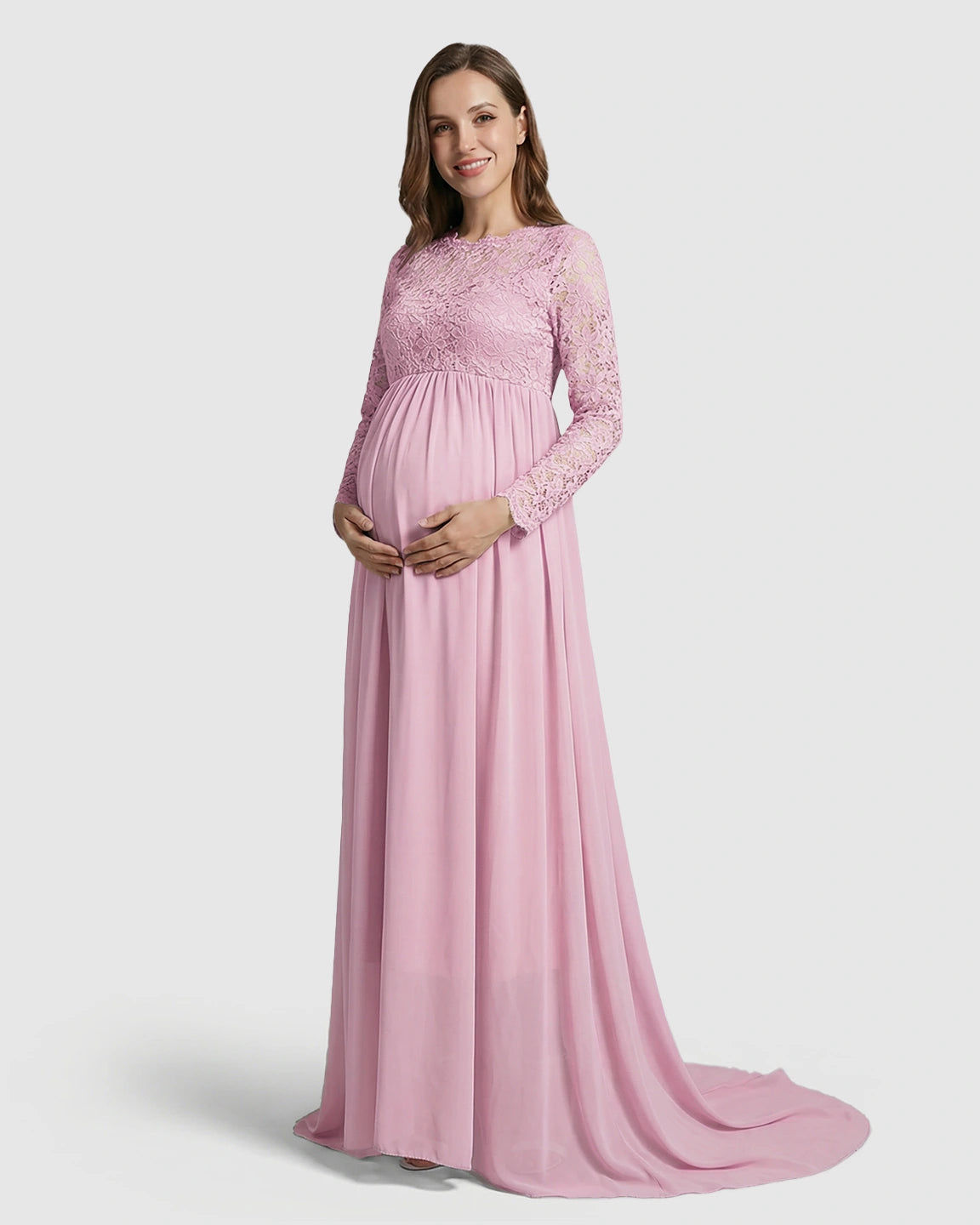 Lace Bodice Trailing Skirt Maternity Photoshoot Gown