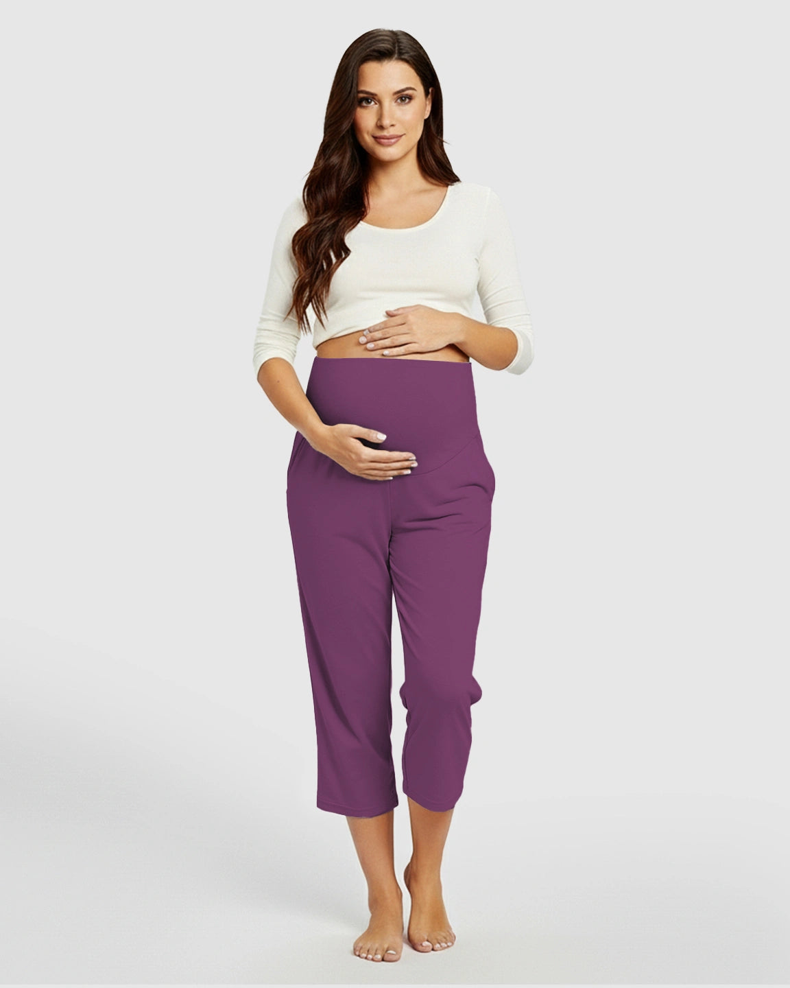 High-Waisted Maternity Capri Pants