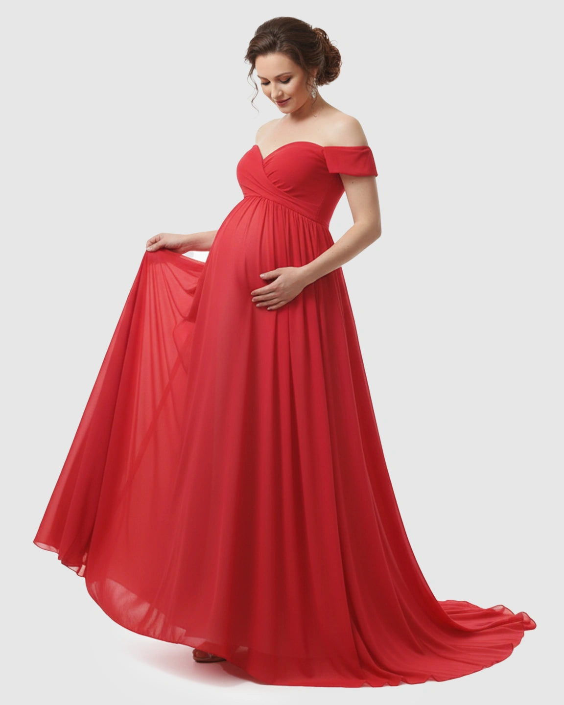 Off-Shoulder Dreamy Maternity Photography Gown