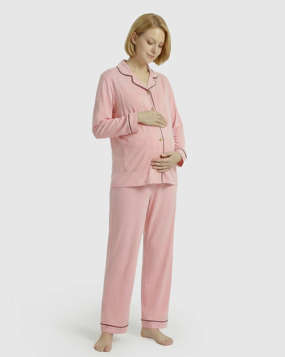 Button-Front Relaxed Fit Maternity Loungewear Set