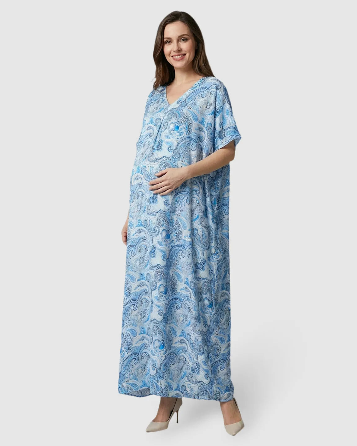 Lightweight Floral-Print Maternity Kaftan Dress