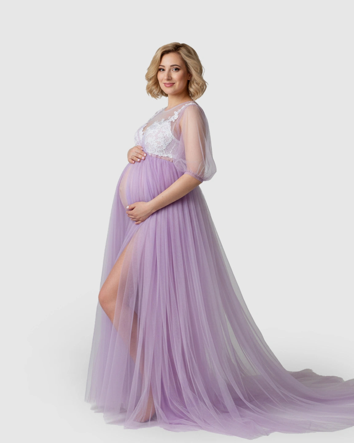 Tulle Lace Swing Trail Maternity Photoshoot Dress