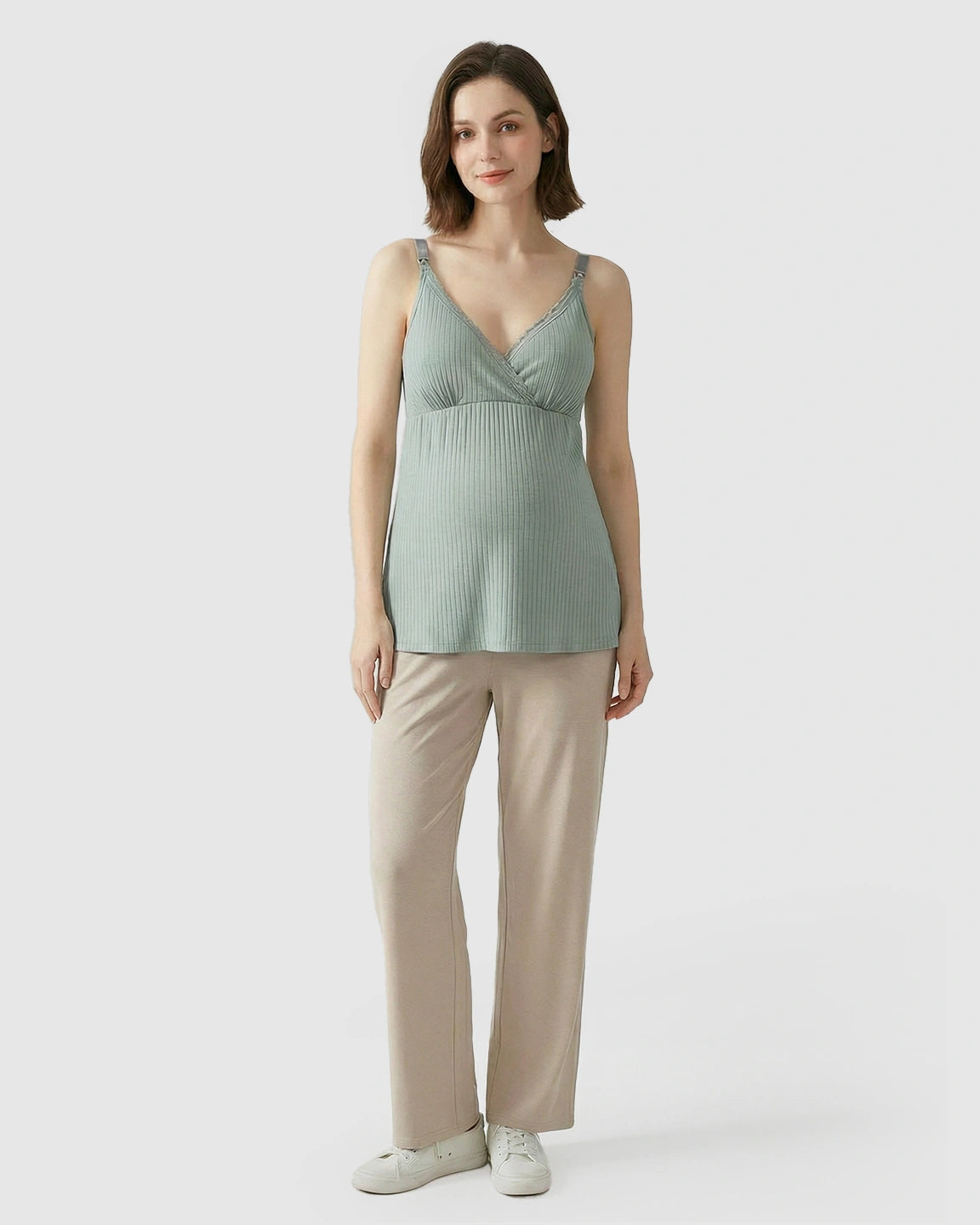Easy-Access Crisscross Ribbed Nursing Camisole