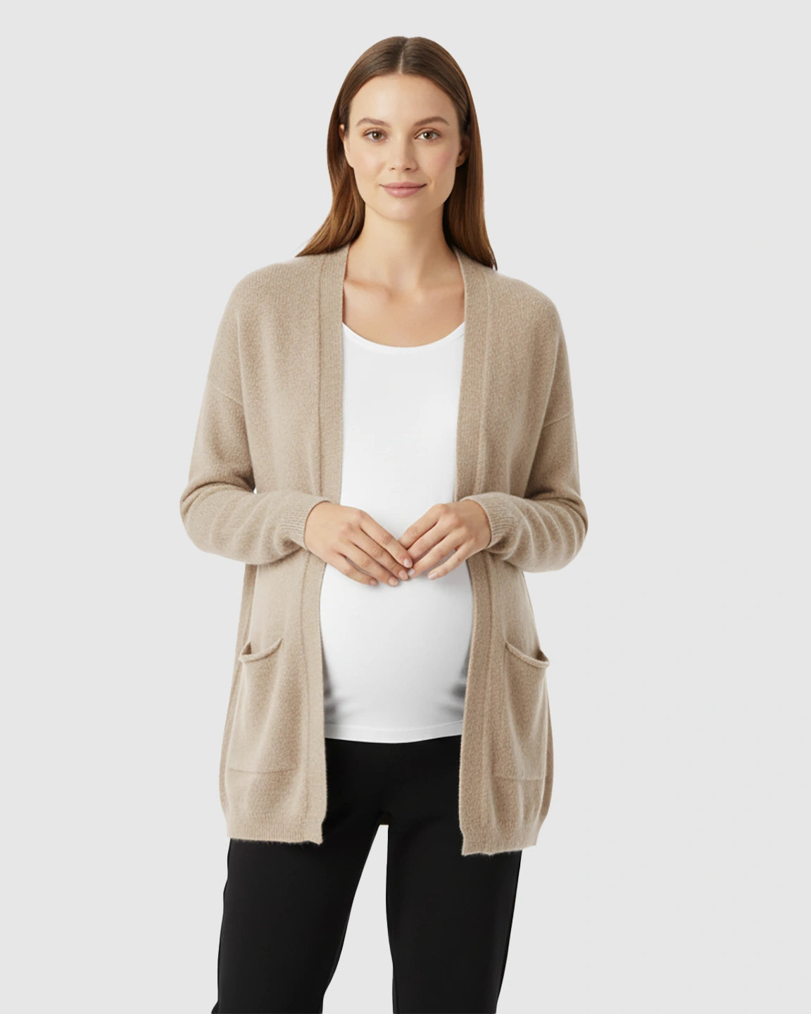 Cozy Wool Blend Long Knit Maternity Cardigan