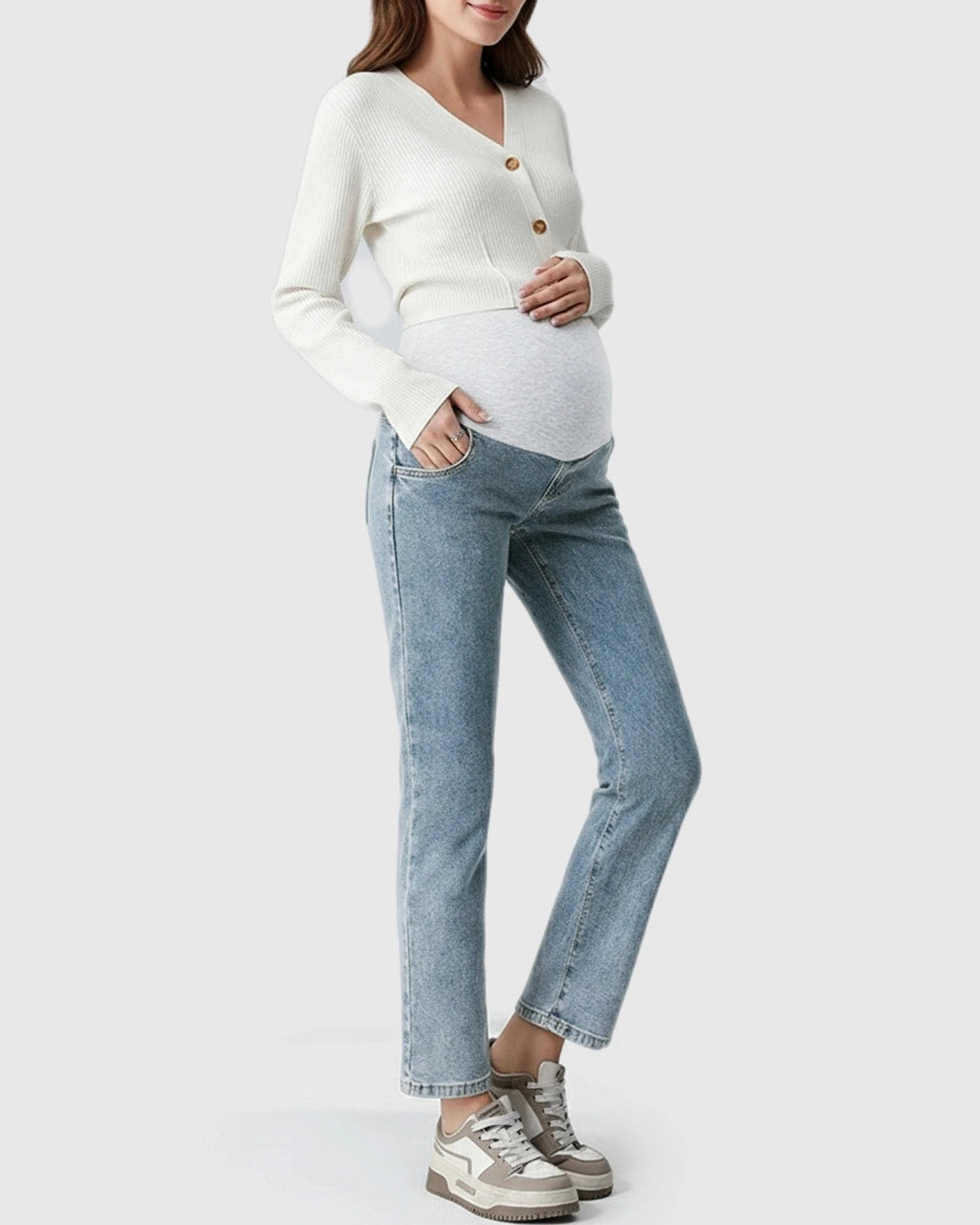 Stretch Denim Straight-Leg Maternity Jeans